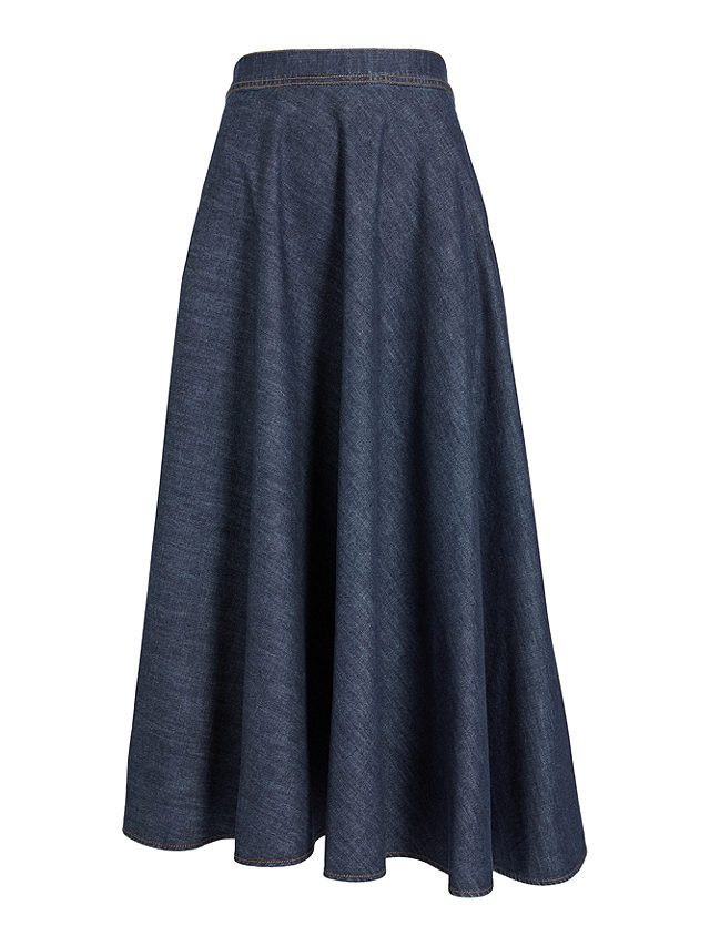 Weekend MaxMara Formica A-Line Midi Denim Skirt, Midnight Blue, 8
