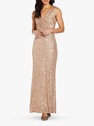 Adrianna Papell Cowl Back Sequined Dress, Rose Gold