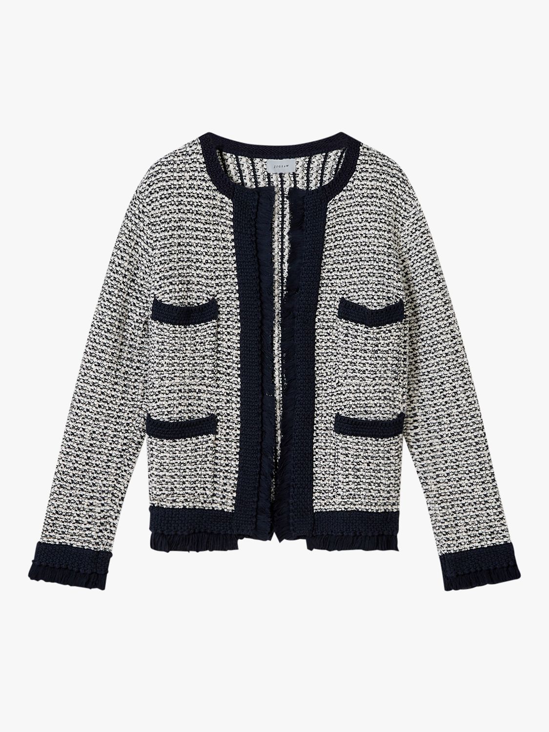 Jigsaw Boucle Tweed Jacket, Navy, M