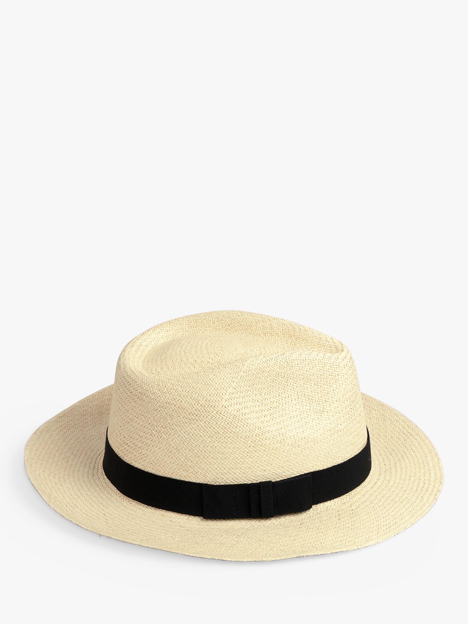 hush Ribbon Detail Panama Hat, Natural/Black at John Lewis & Partners