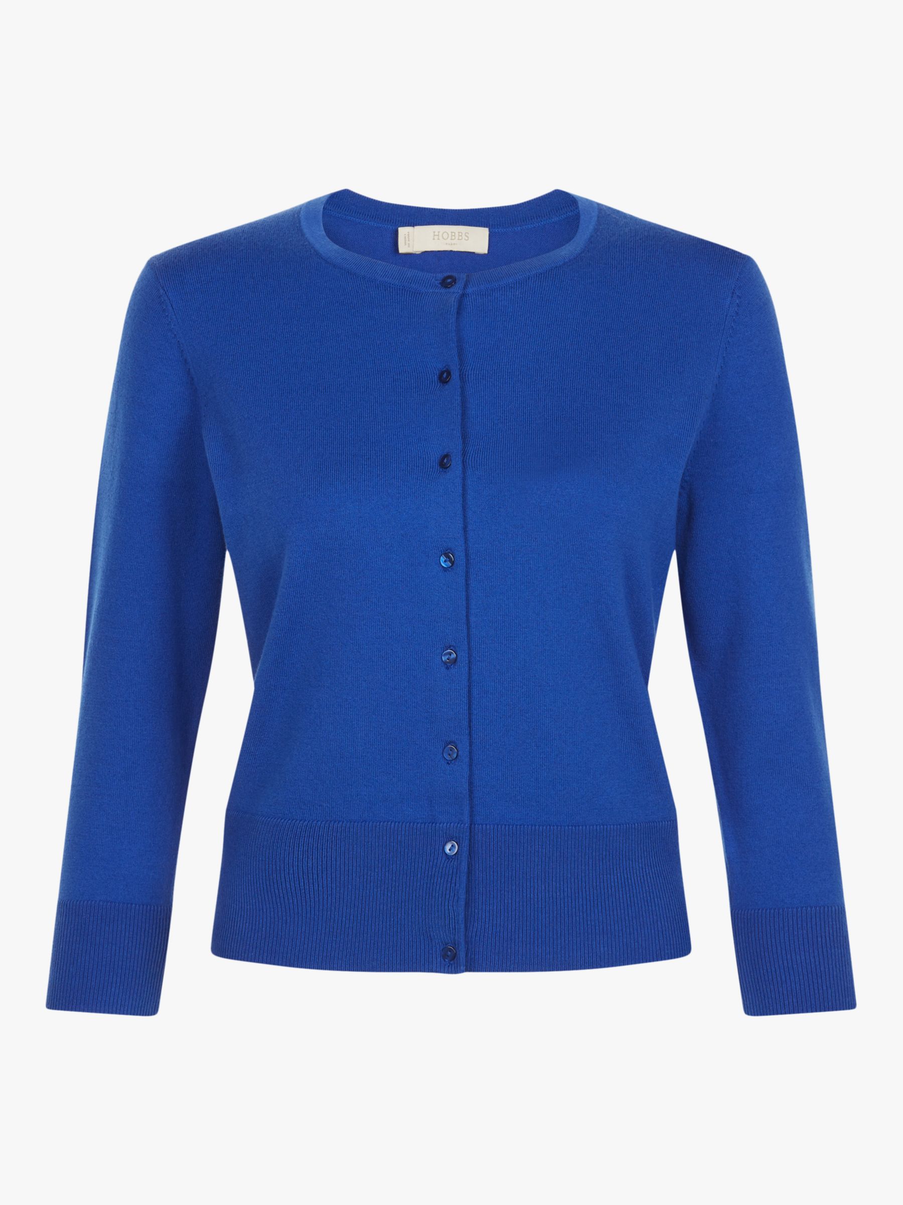 Hobbs Paula 3/4 Length Sleeve Cardigan, Cobalt Blue at John Lewis ...