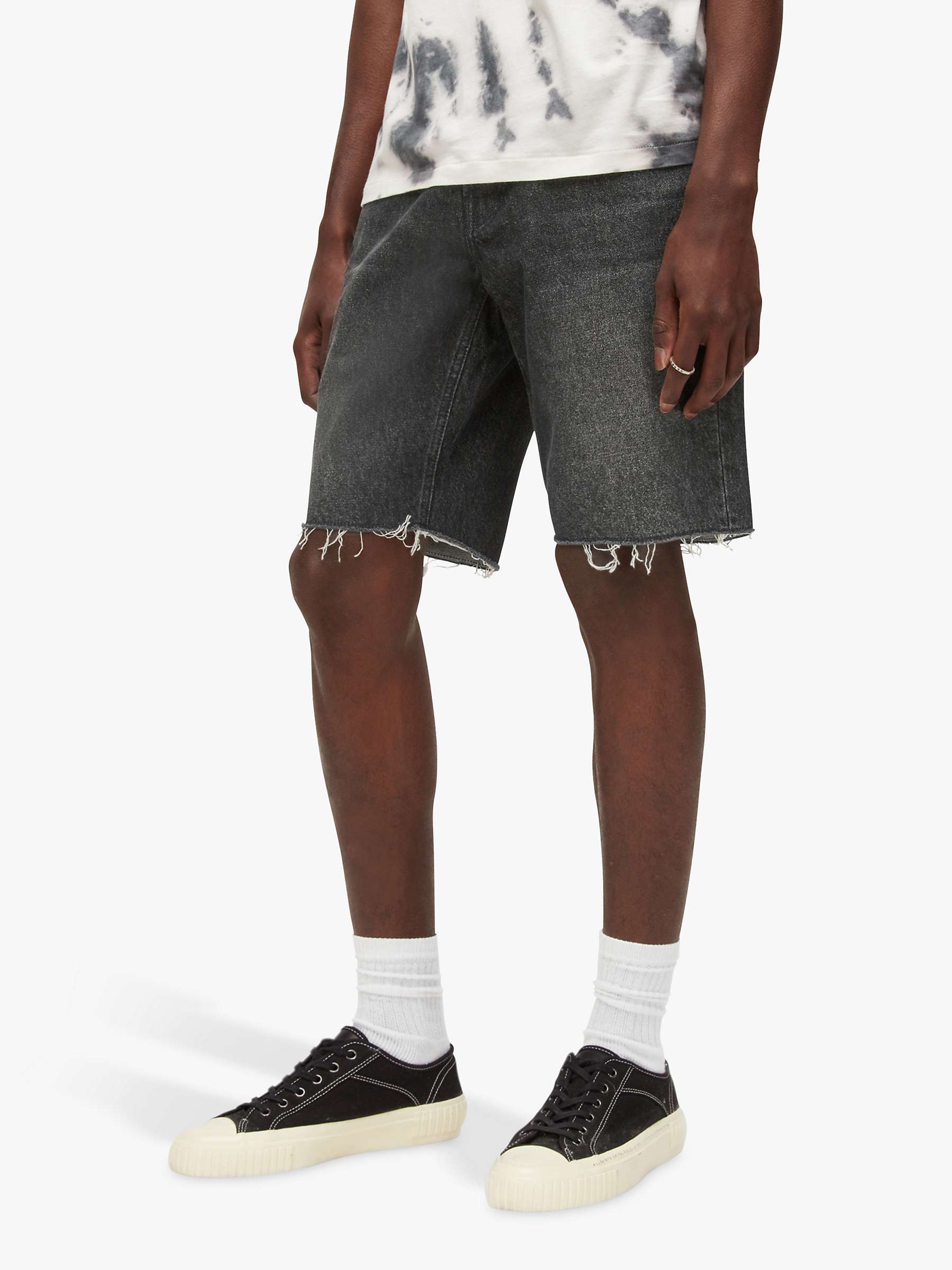 Buy AllSaints Switch Slim Denim Shorts, Washed Black Online at johnlewis.com