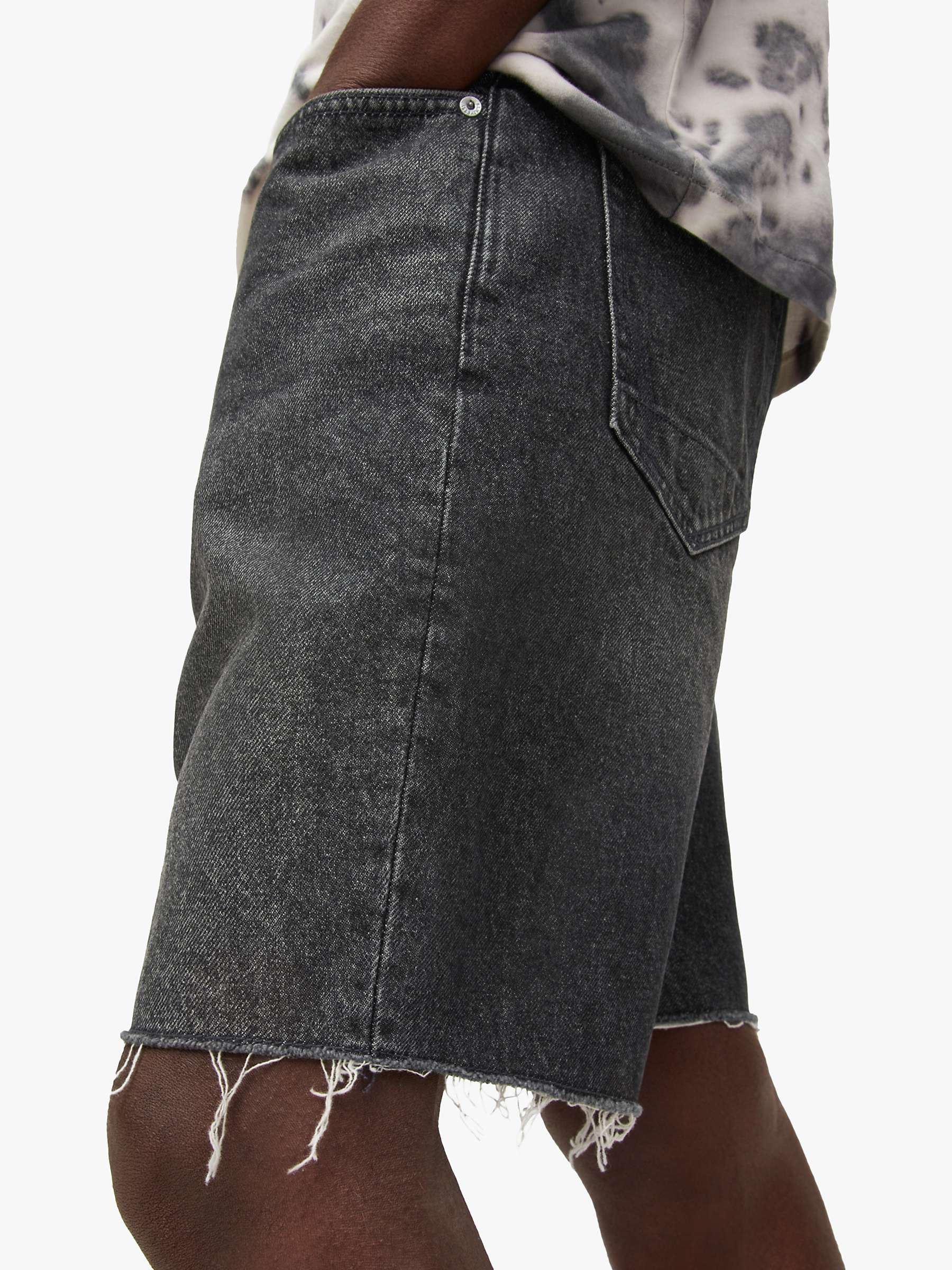 Buy AllSaints Switch Slim Denim Shorts, Washed Black Online at johnlewis.com