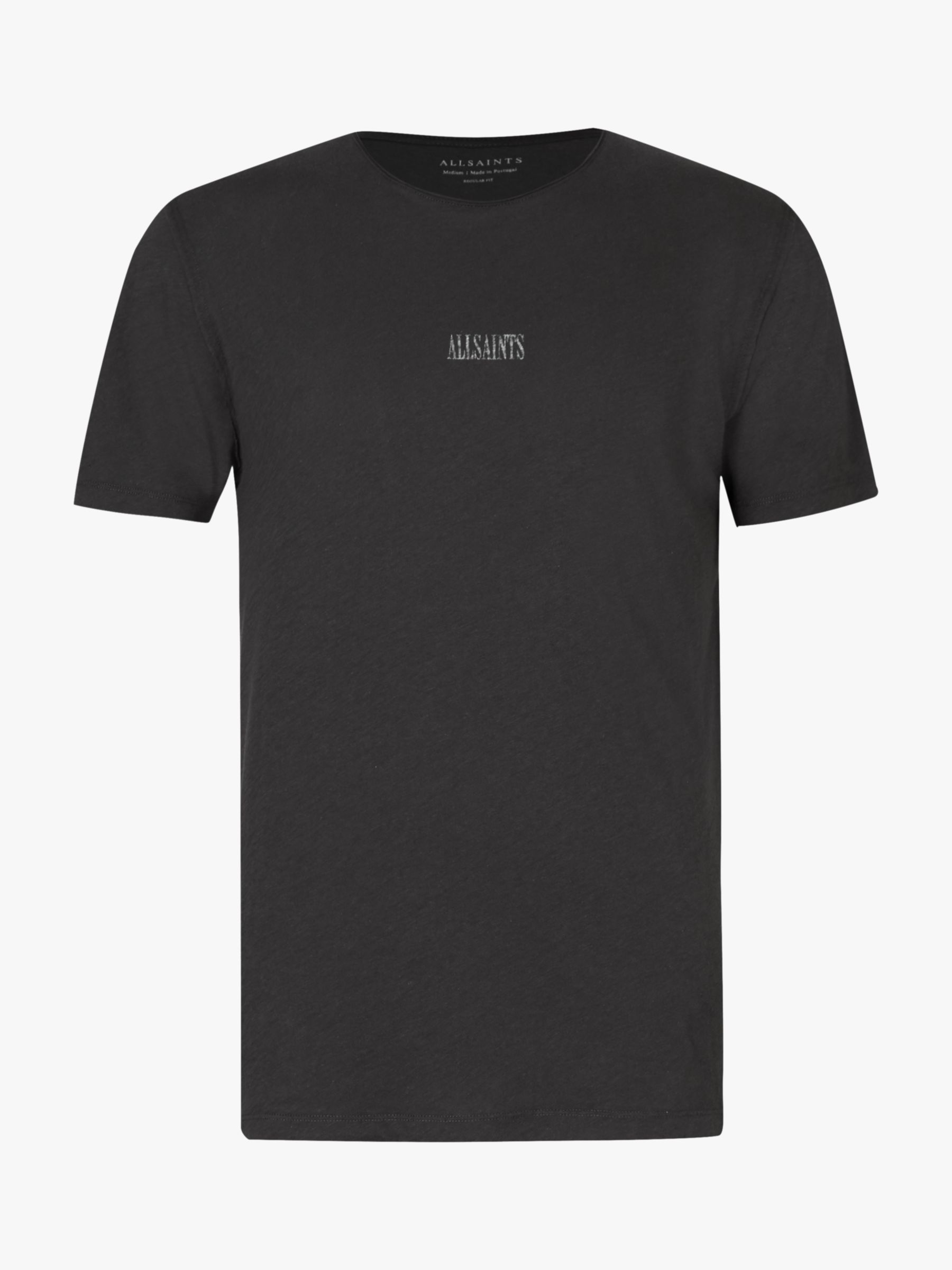 AllSaints State Logo Crew Neck T-Shirt, Washed Black at John Lewis ...