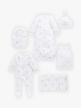 Purebaby Organic Cotton Essentials Collection Newborn Hospital Gift Set, Pack of 6, White
