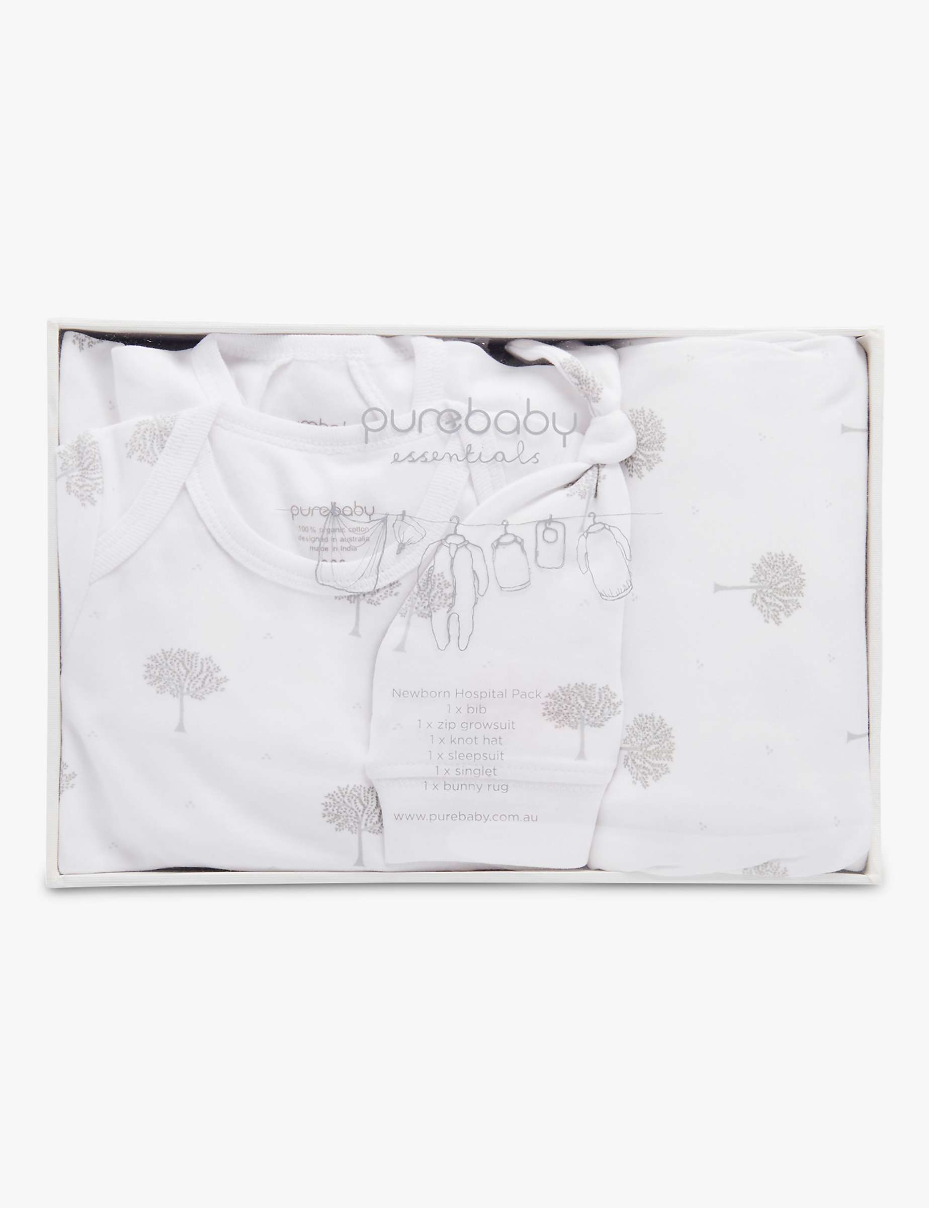 Buy Purebaby Organic Cotton Essentials Collection Newborn Hospital Gift Set, Pack of 6, White Online at johnlewis.com
