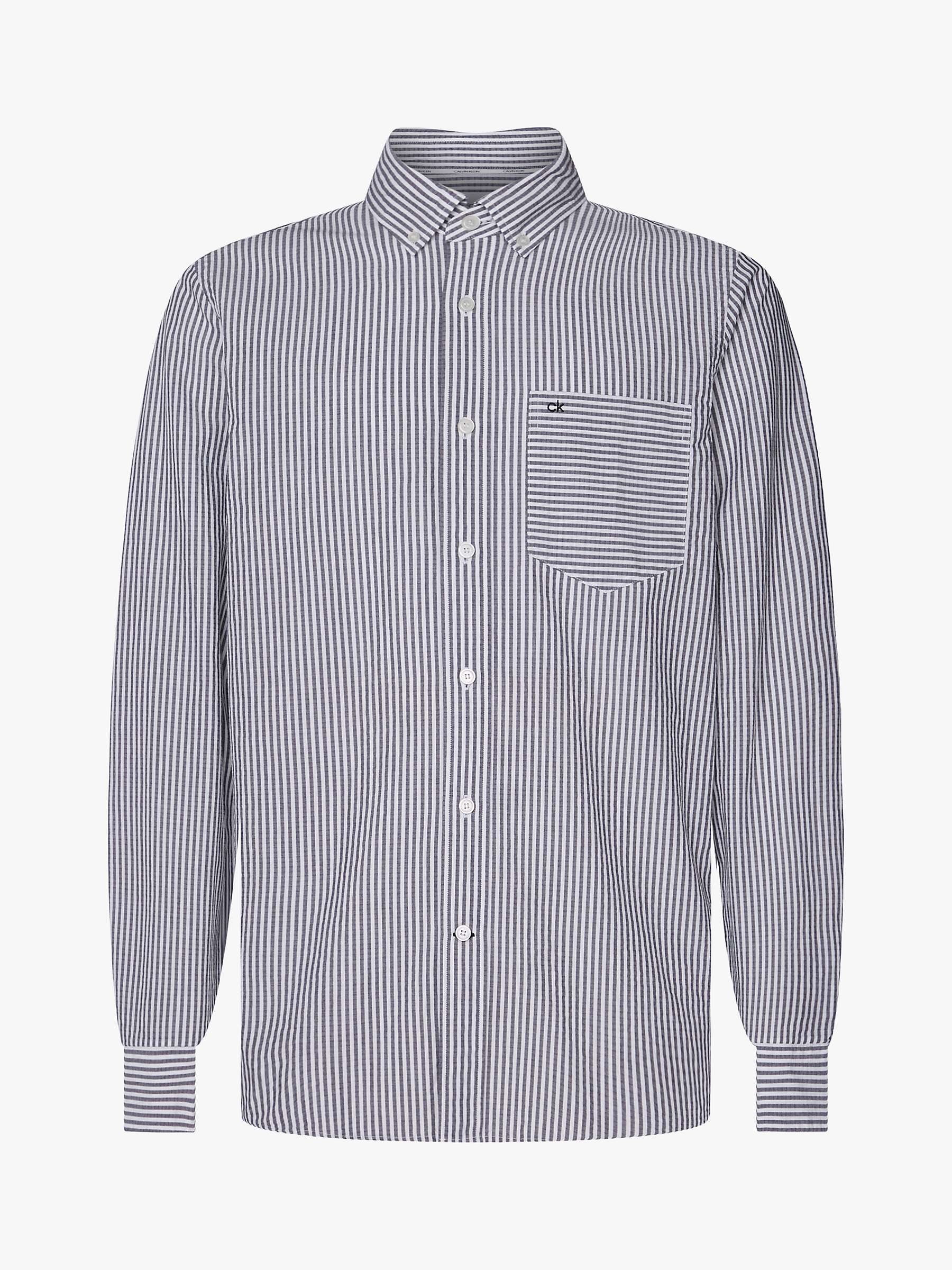 Buy Calvin Klein Heathered Stripe Shirt, Blue Online at johnlewis.com