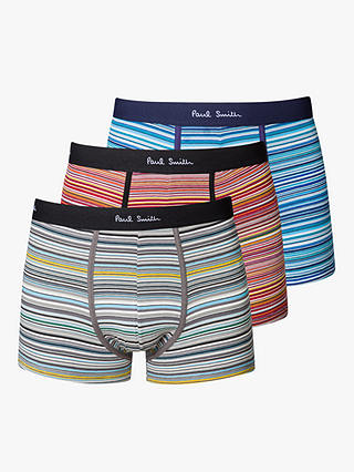 Paul Smith Signature Stripe Trunks, Pack of 3, Grey/Red/Blue