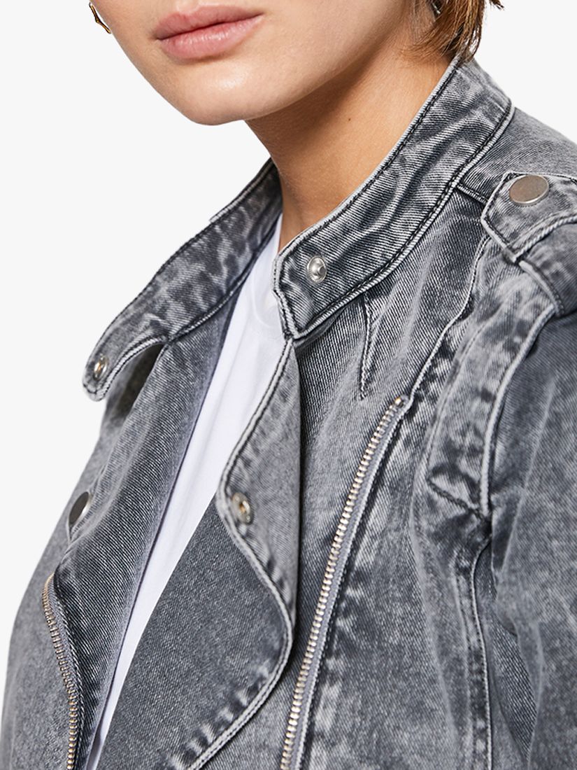 Mint Velvet Acid Wash Denim Jacket, Dark Grey at John Lewis & Partners