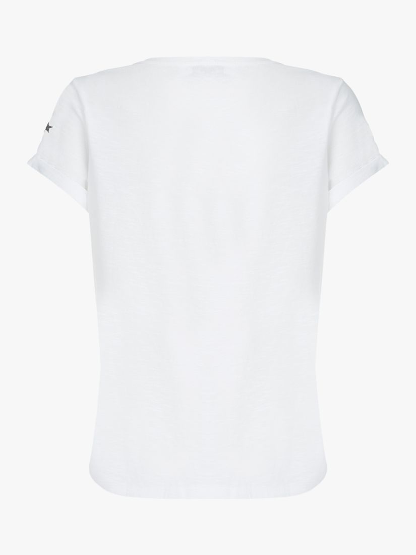 Mint Velvet Cotton Star T-Shirt, Ivory, XS