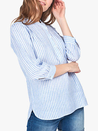 Barbour Dover Stripe Linen Shirt, Blue/White