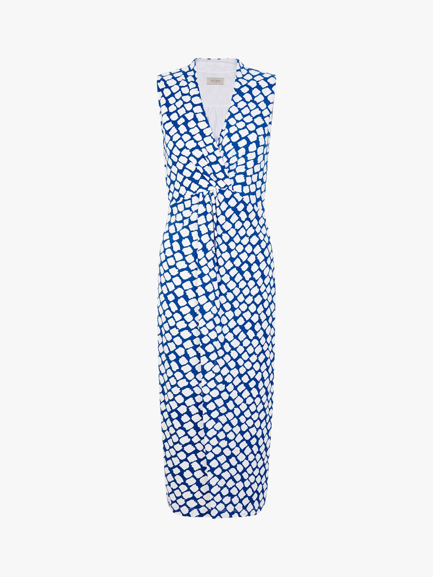 Hobbs Denisa Cubic Print Twist Dress, Kingfisher/Ivory