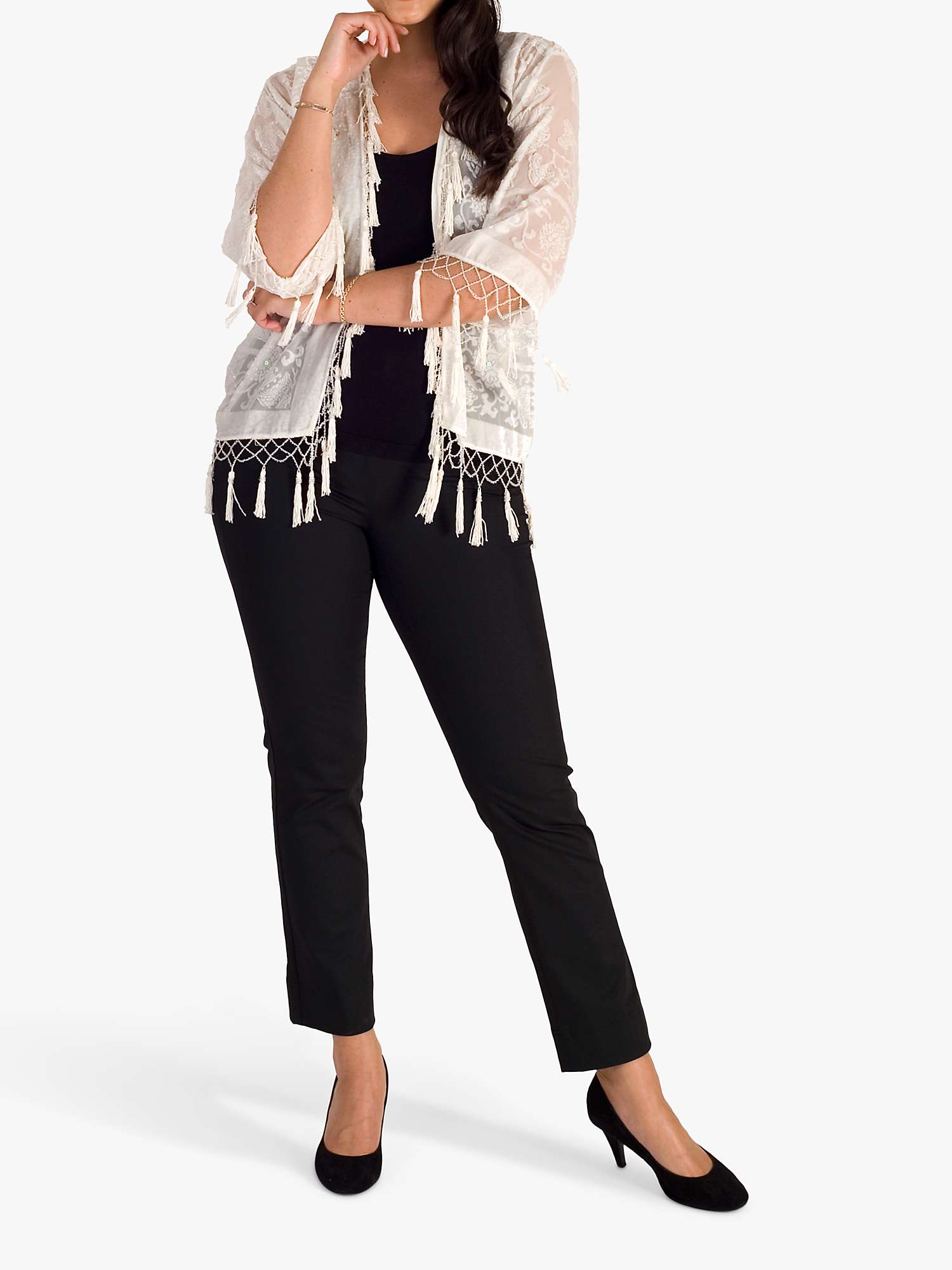 Buy chesca Bead Embellished Tassel Trim Coverup, White Online at johnlewis.com