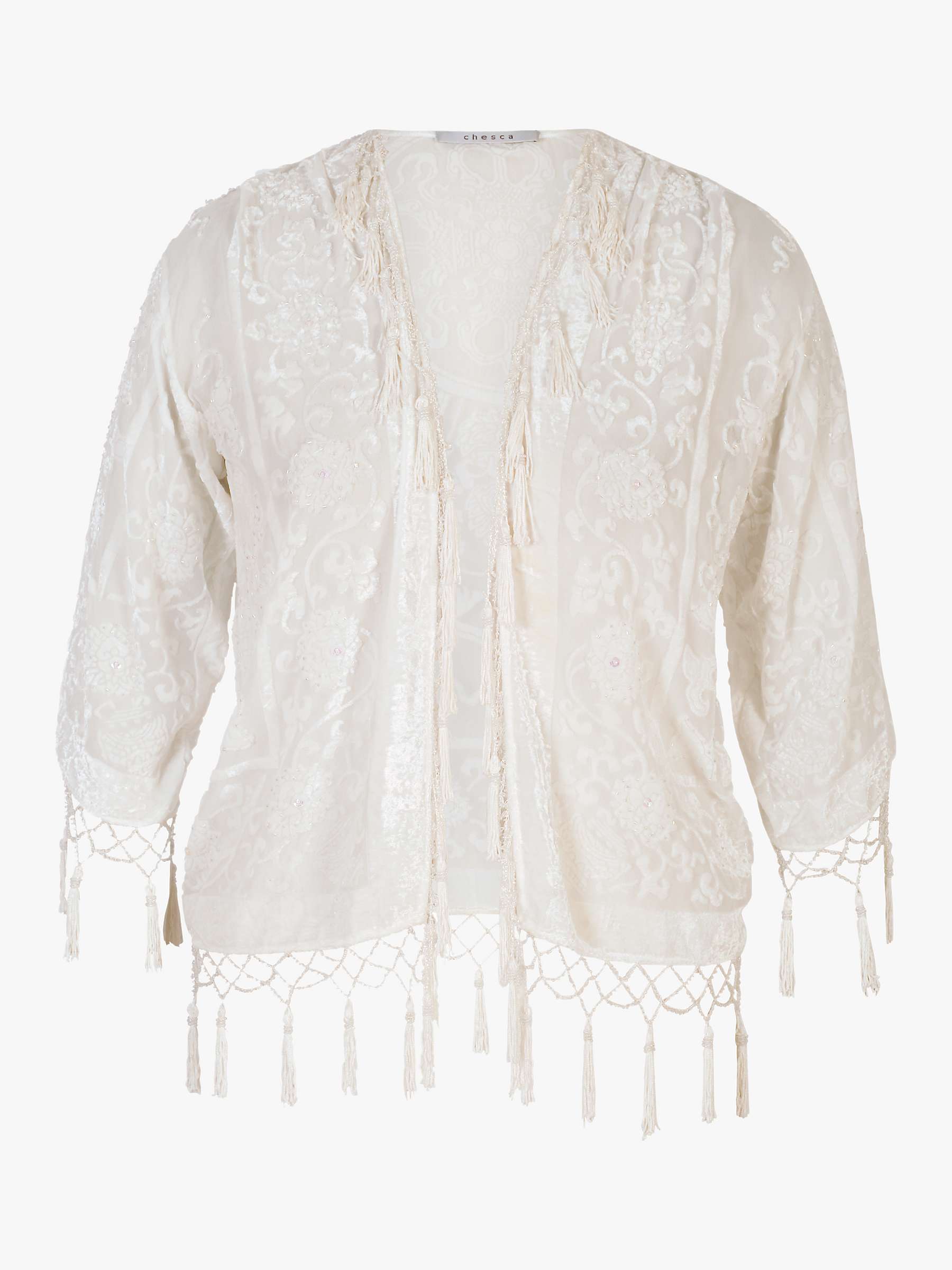 Buy chesca Bead Embellished Tassel Trim Coverup, White Online at johnlewis.com