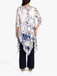 chesca Satin Devoree Abstract Pixie Hem Coat, White/Cobalt