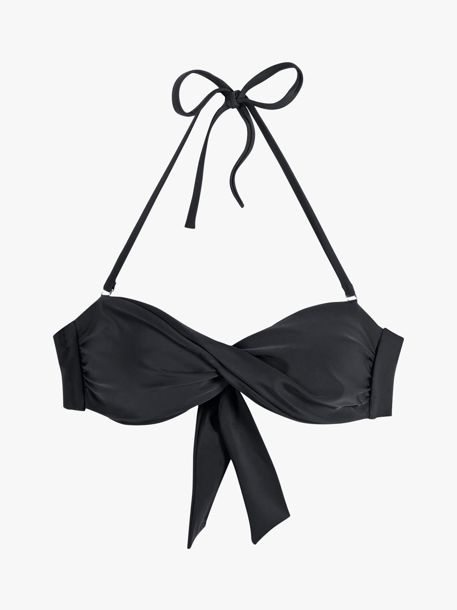 hush Bandeau Twist Bikini Top, Black at John Lewis & Partners