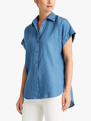 Lauren Ralph Lauren Broono Short Sleeve Linen Shirt, Classic Indigo