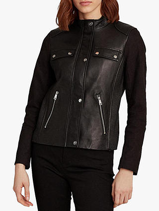 Lauren Ralph Lauren Combo Leather Jacket, Black