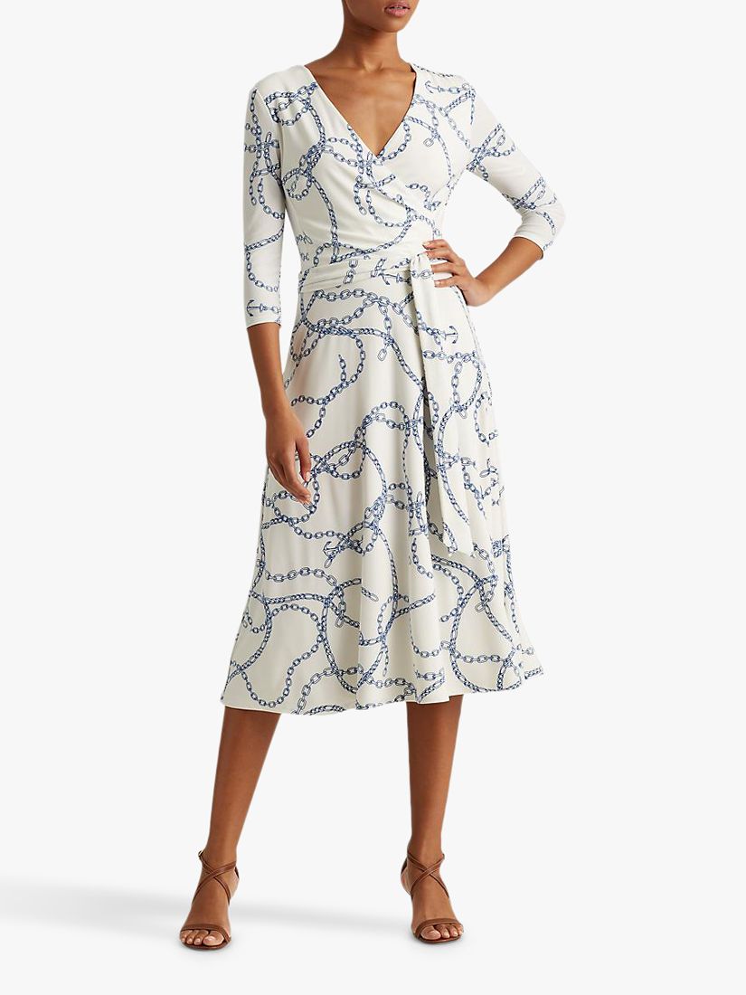 Lauren Ralph Lauren Carlyna Chain Print Midi Dress, Cream 