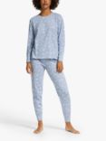 John Lewis & Partners Osca Star Step Hem Cotton Pyjama Set, Blue
