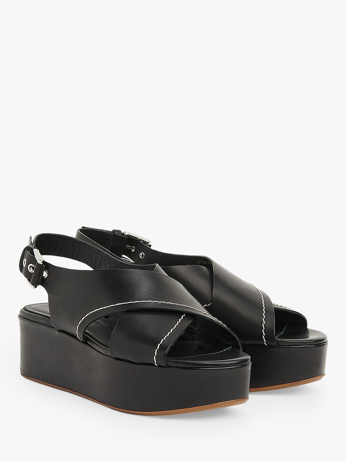 L.K.Bennett Sima Leather Flatform Sandals, Black at John Lewis & Partners