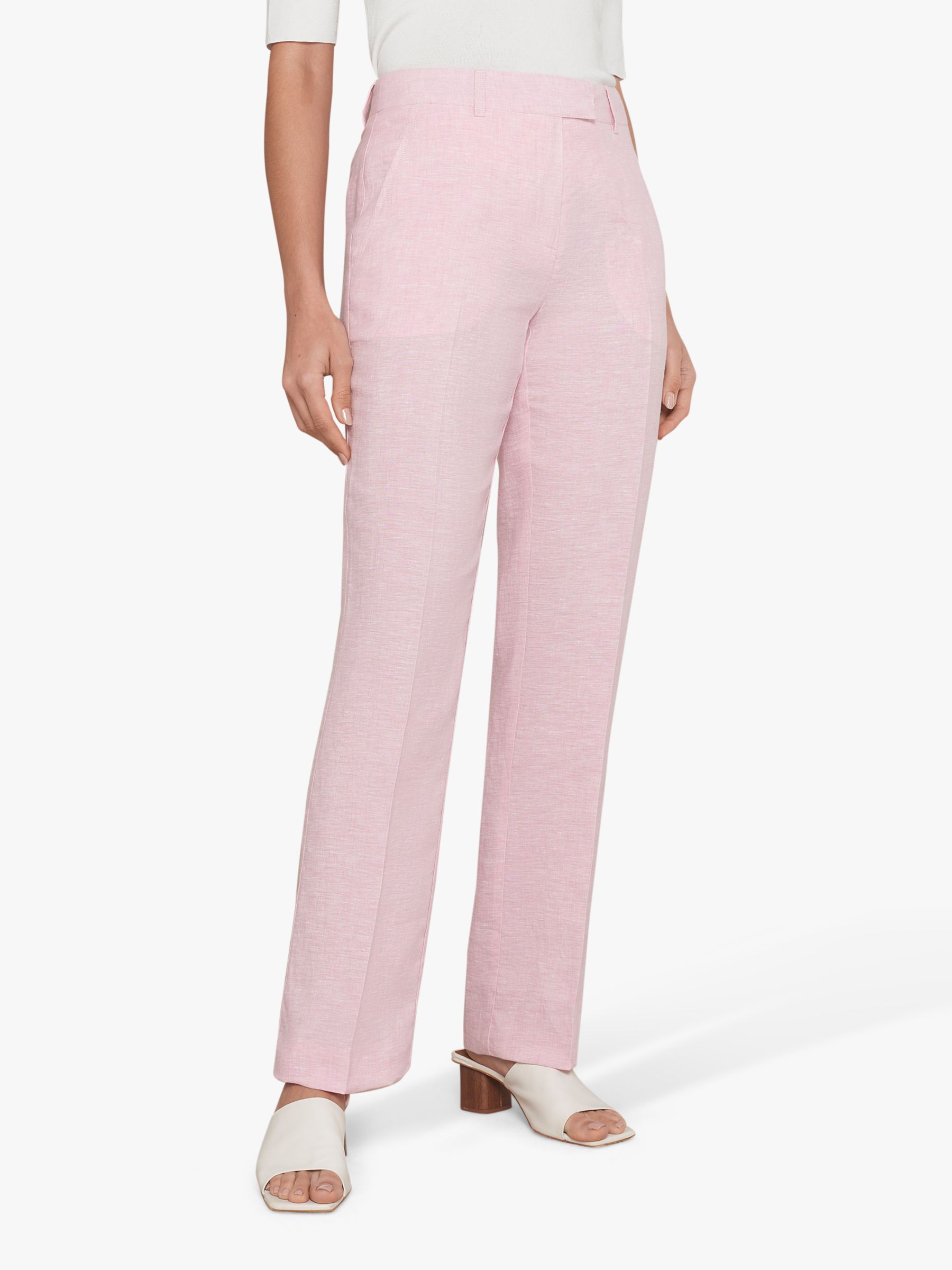 Jaeger Tapered Linen Trousers, Light Pink at John Lewis & Partners