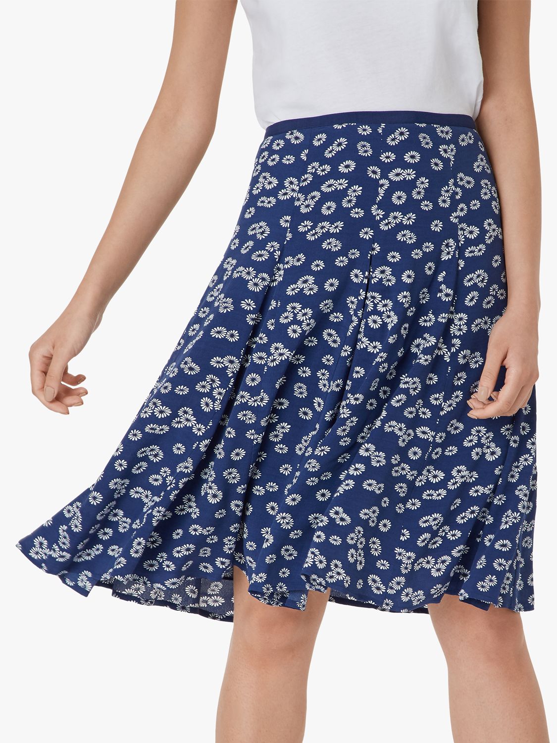 Hobbs Inez Floral Skirt, French Blue/Ivory
