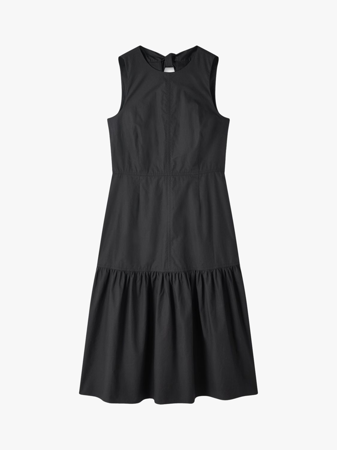 Jigsaw Cotton Poplin Flared Midi Dress, Black
