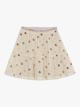 Mintie by Mint Velvet Girls' Sequin Spot Tutu Skirt, Gold