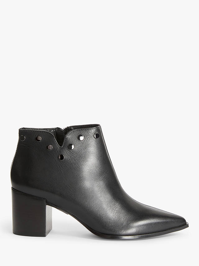 John Lewis & Partners Paddock Leather Stud Detail Ankle Boots, Black at ...