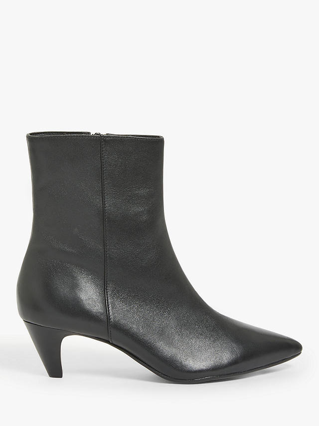 John Lewis & Partners Paige Leather Ankle Boots, Black at John Lewis ...