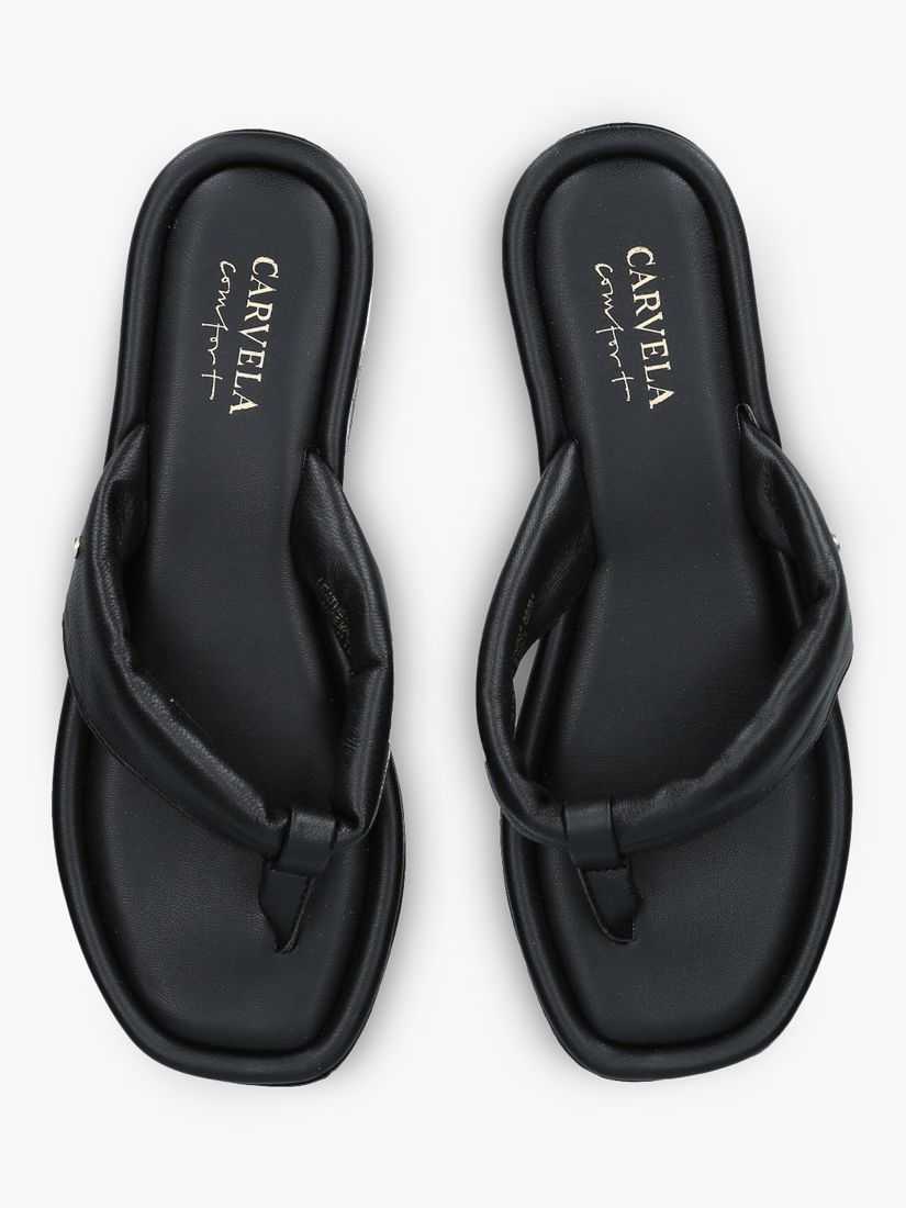 Carvela Comfort Sienna Leather Flip Flops, Black at John Lewis & Partners