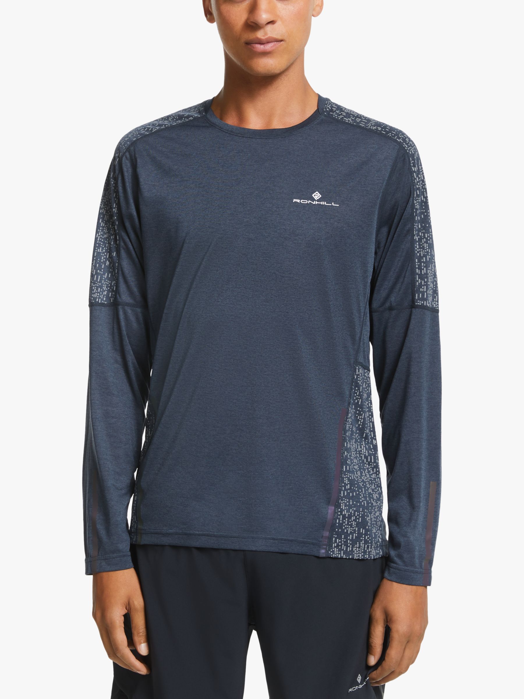 Ronhill Life Nightrunner Long Sleeve Running Top, Charcoal/Reflect at John Lewis & Partners