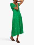 Whistles Romantic Floral Print Silk Midi Dress, Green/Multi