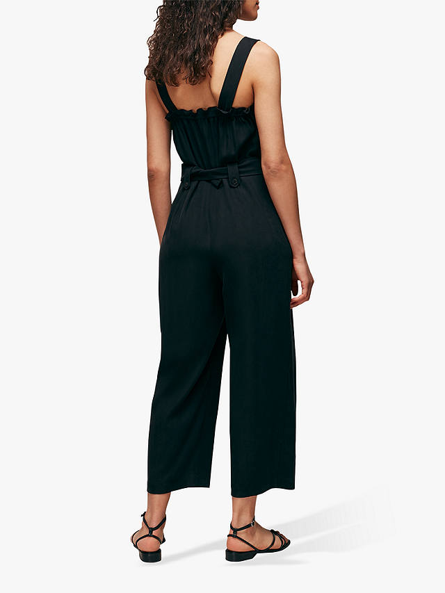 Whistles Frill Utility Belted Jumpsuit, Black at John Lewis & Partners
