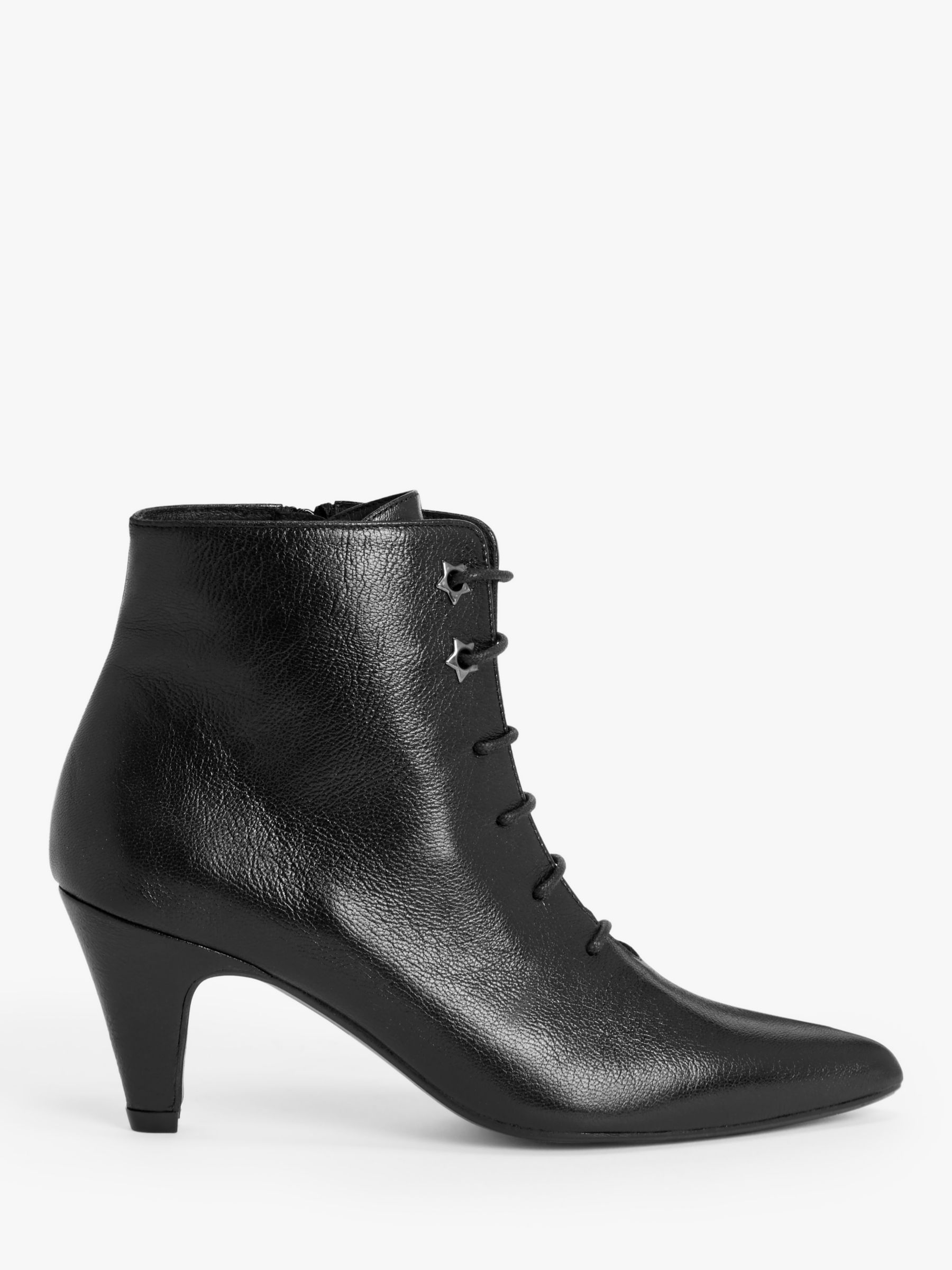 AND/OR Odelle Leather Lace Up Ankle Boots, Black at John Lewis & Partners