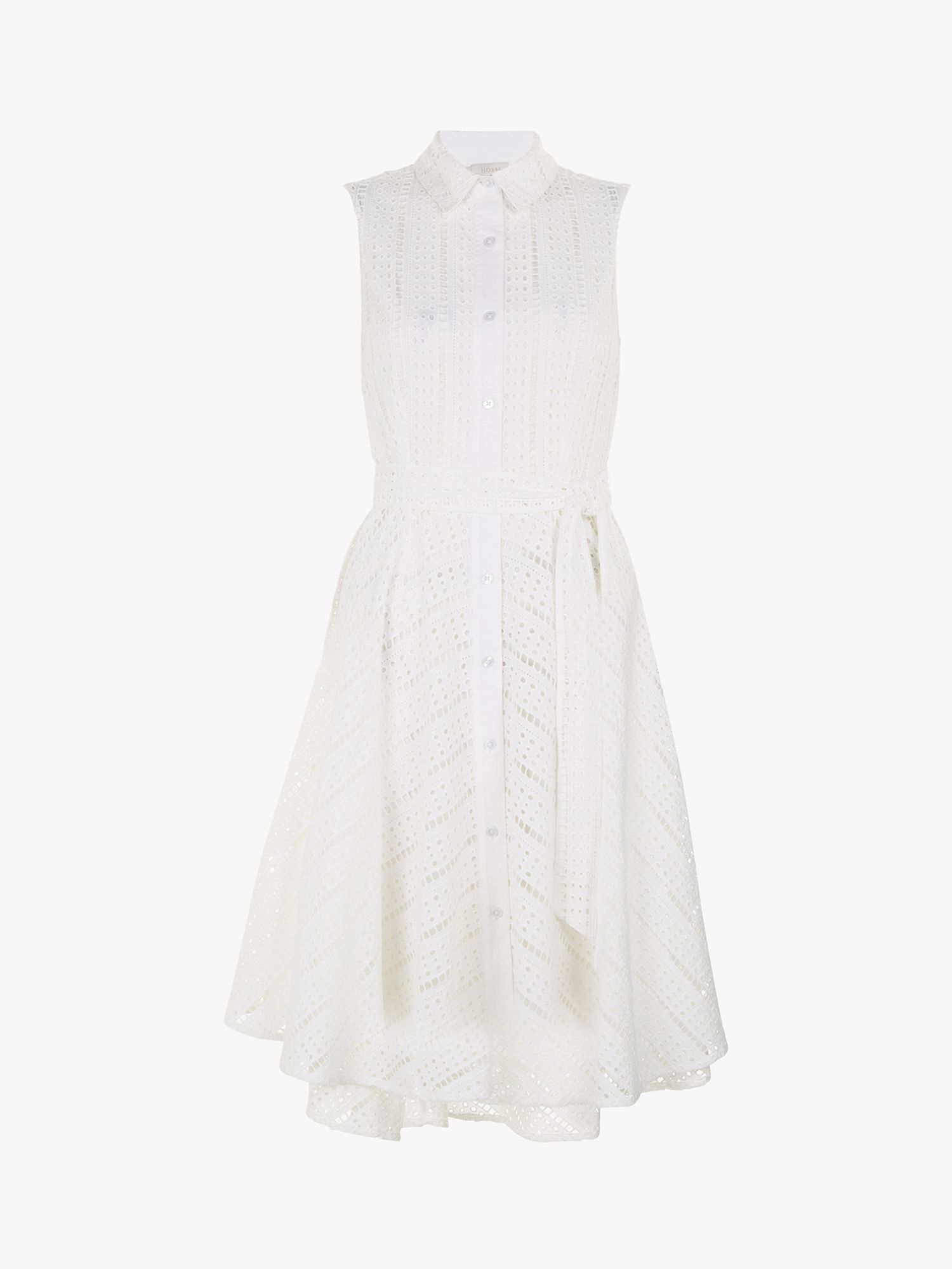 Hobbs Emelie Broderie Flared Shirt Dress, White