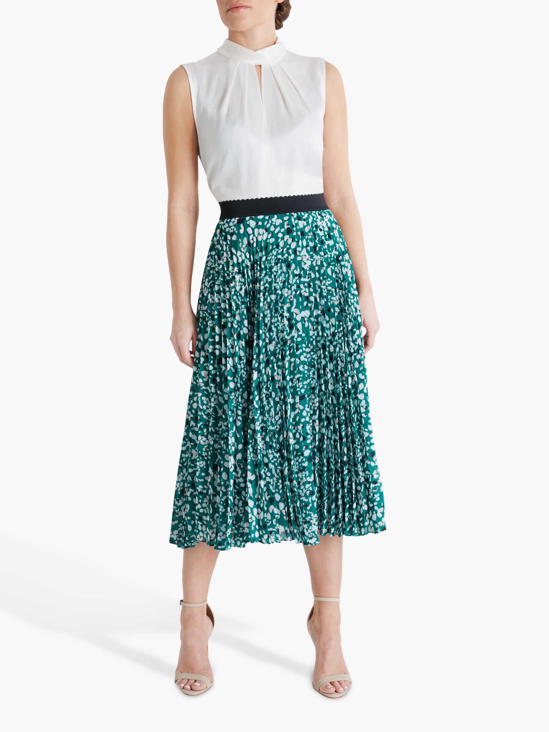 Fenn Wright Manson Petite Agate Abstract Midi Skirt, Terrazzo Green