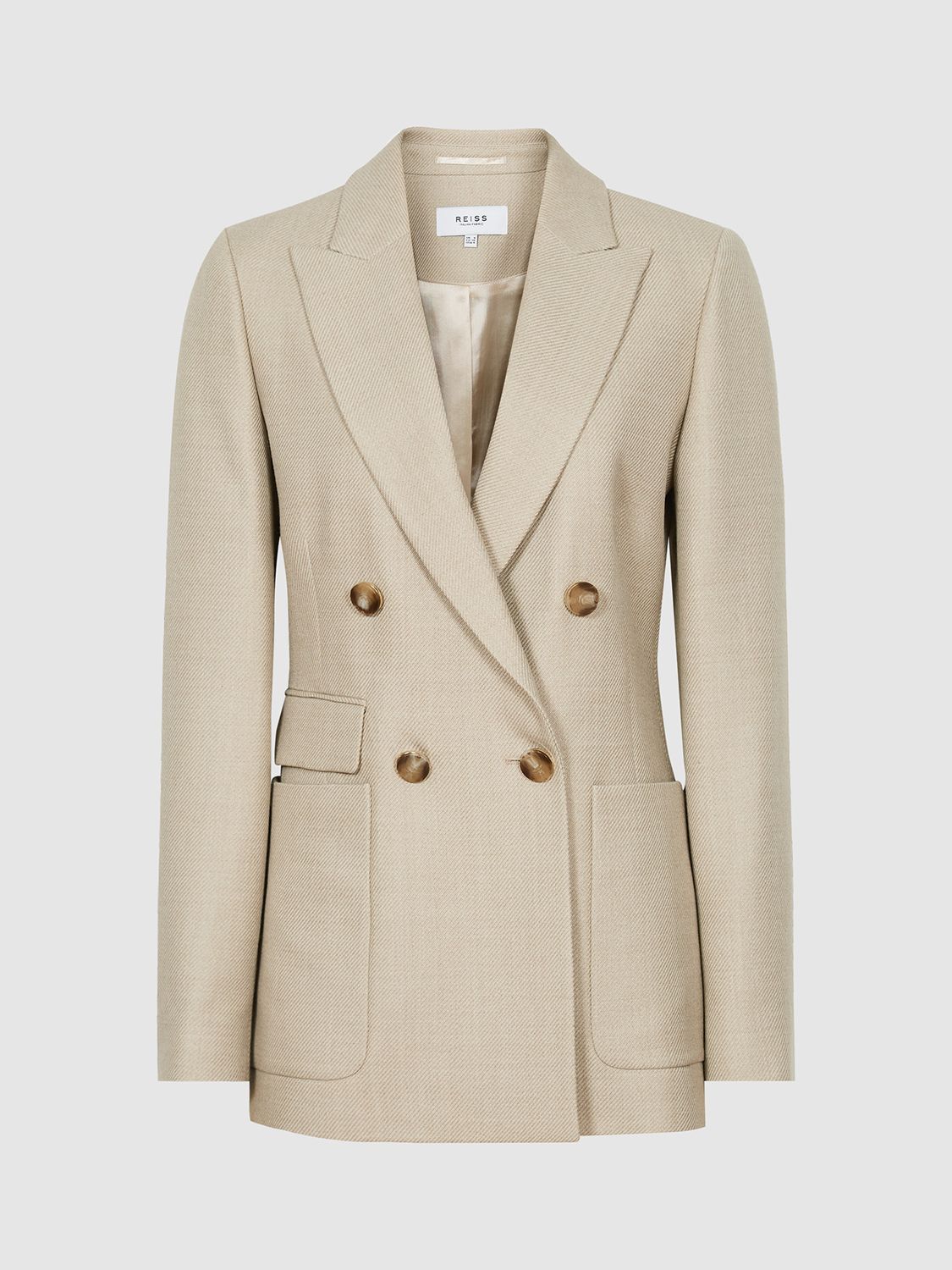 Reiss Larsson Double Breasted Blazer, Neutral at John Lewis & Partners