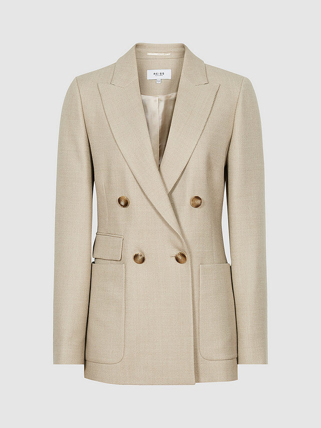 Reiss Larsson Double Breasted Blazer, Neutral, 6