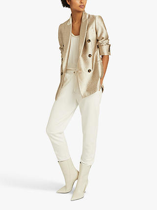 Reiss Maja Textured Double Breasted Blazer, Gold