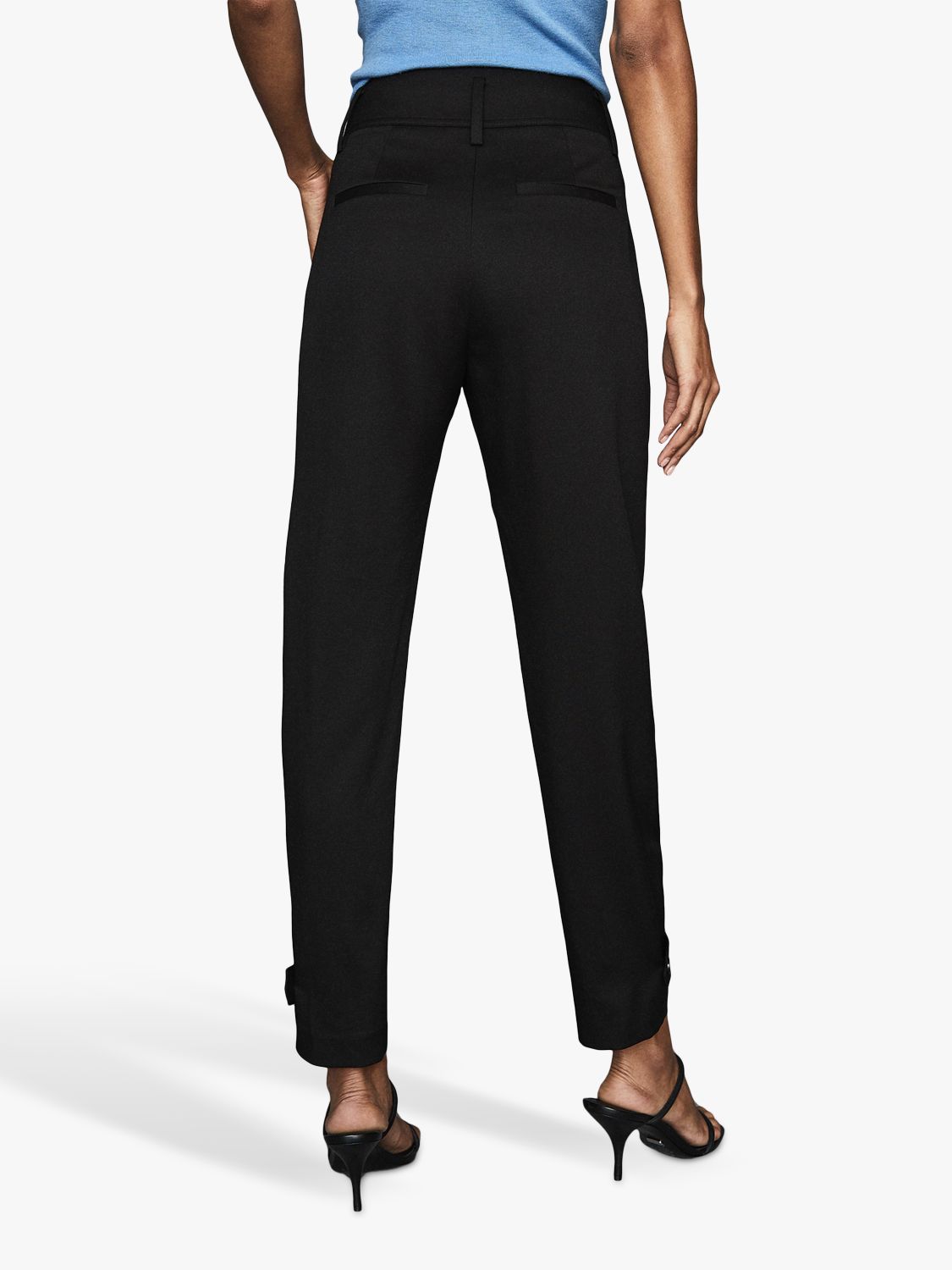 Reiss Madeline Tapered Trousers, Black at John Lewis & Partners