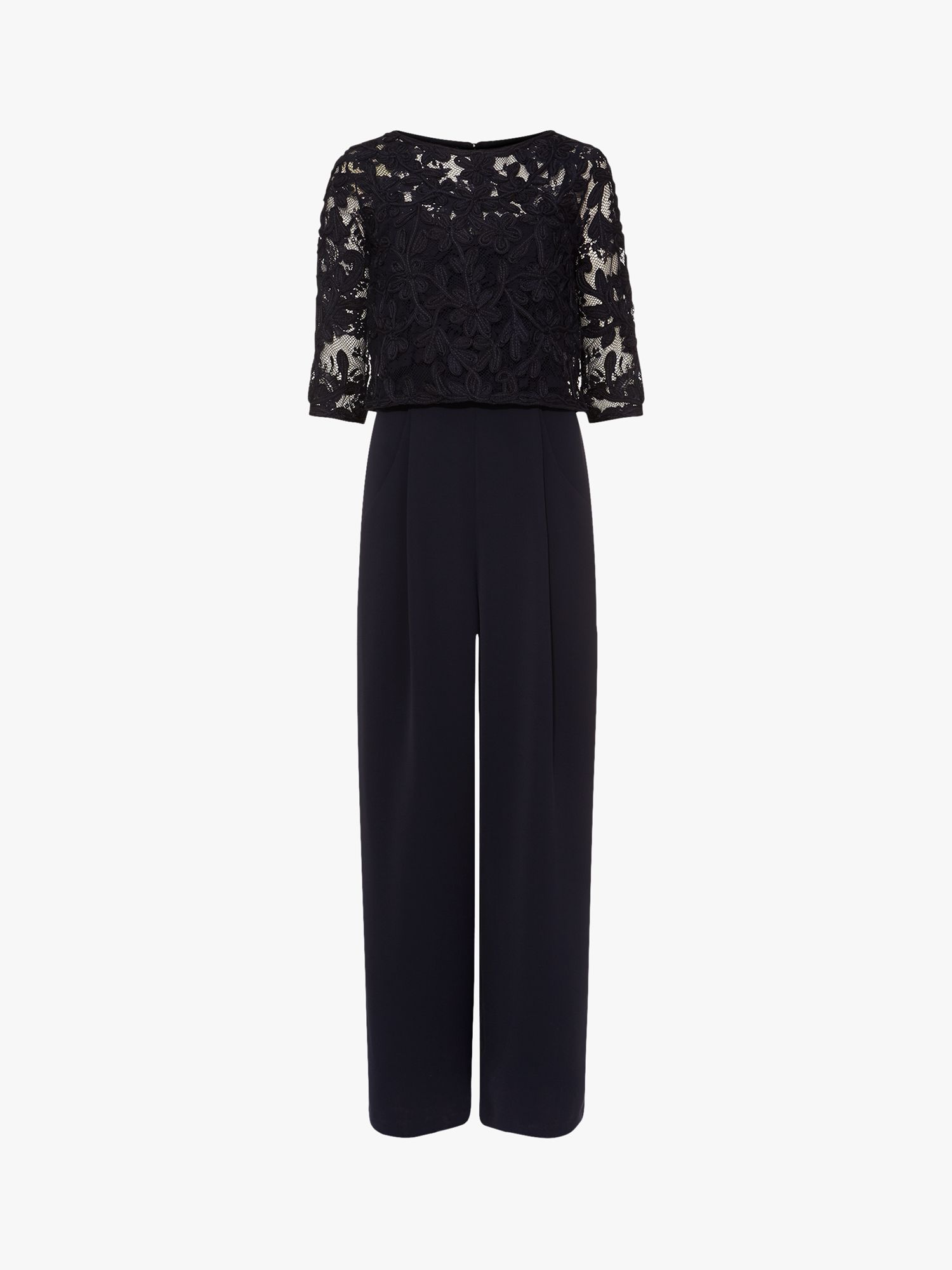 Phase Eight Elodie Wide Leg Lace Overlay Jumpsuit, Navy