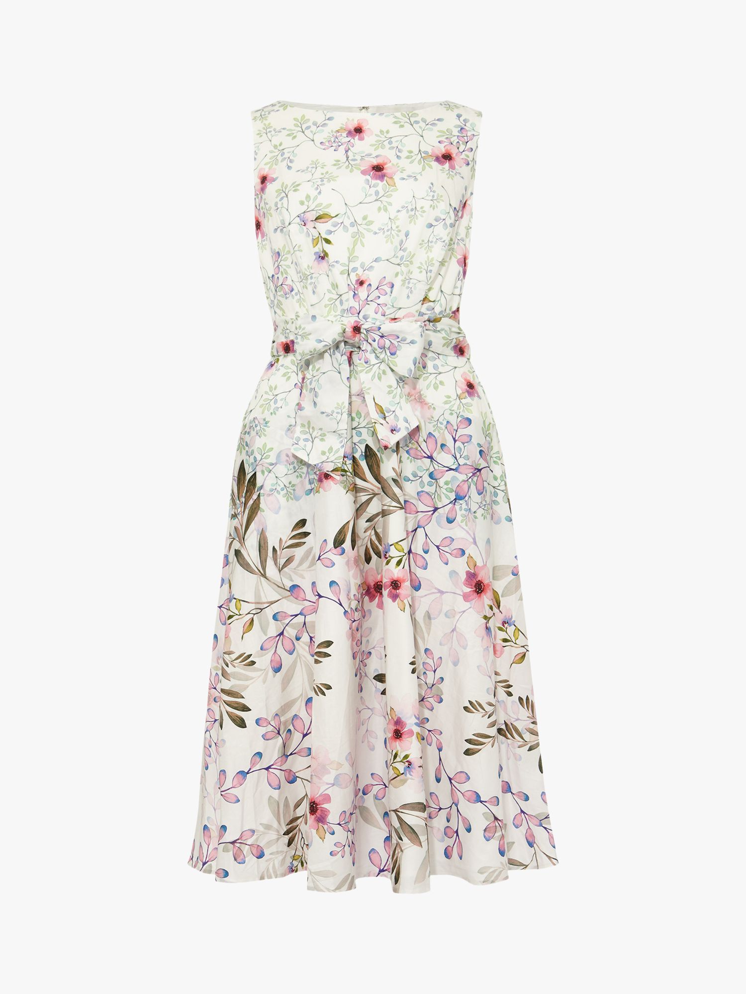 Phase Eight Wilhemina Floral Print Flared Dress, Ivory/Multi