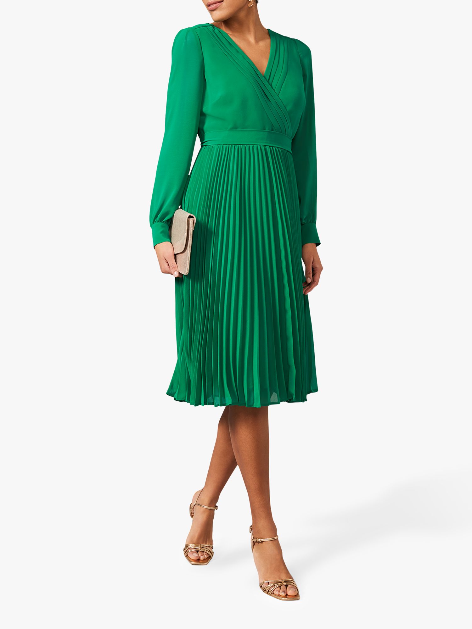Phase Eight Isadora Pleated Wrap Dress, Apple Green
