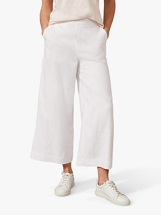 Phase Eight Luna Linen Wide Leg Trousers, White