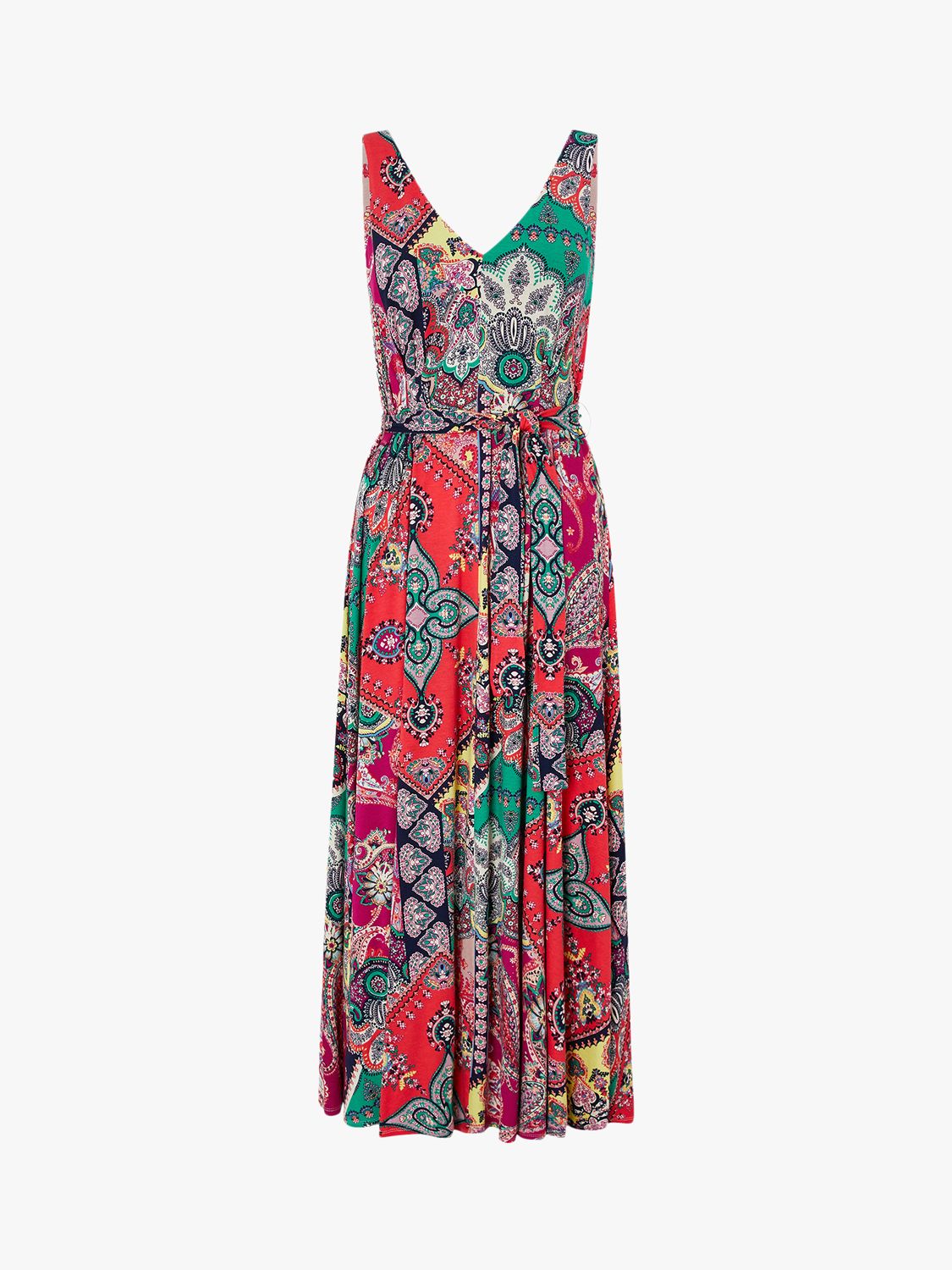 Monsoon Carolyn Scarf Print Midi Dress, Pink/Multi at John Lewis & Partners