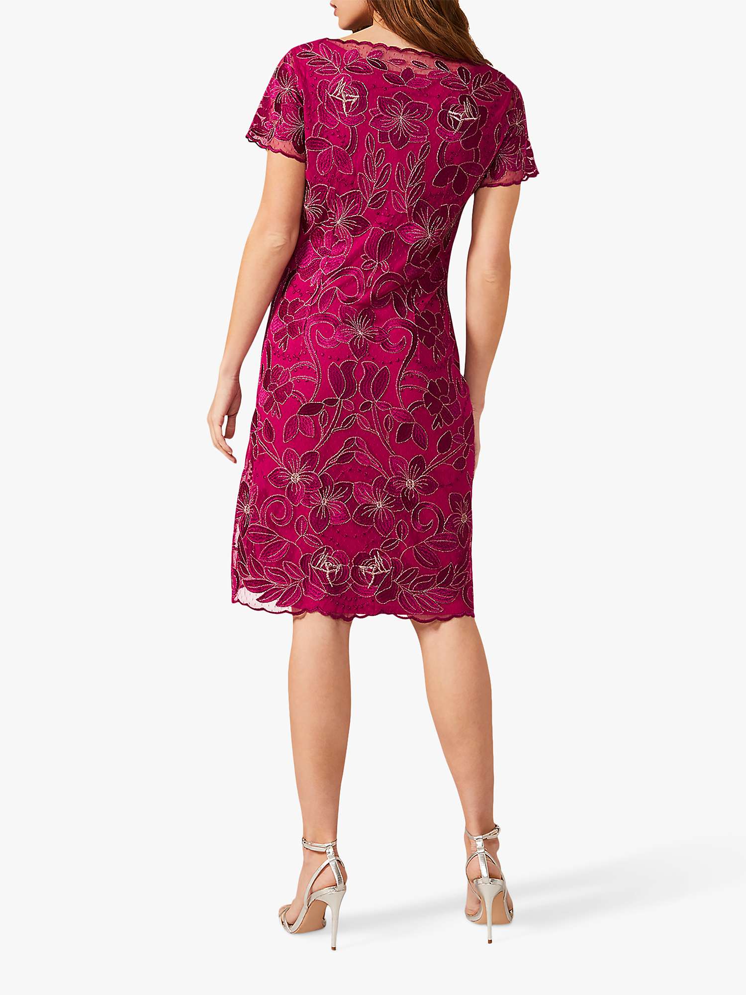 Buy Phase Eight Nessa Embroidered Dress, Fuchsia Online at johnlewis.com