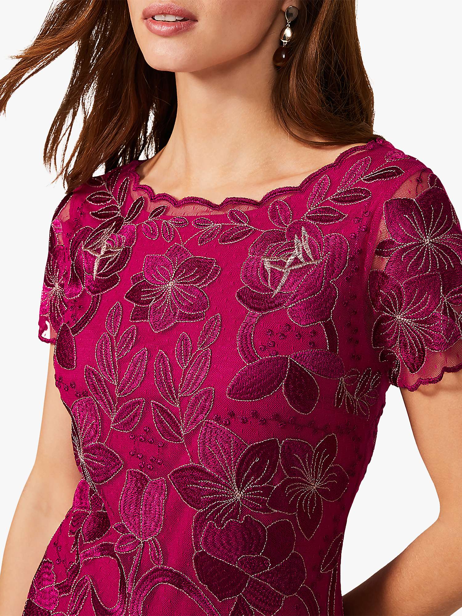 Buy Phase Eight Nessa Embroidered Dress, Fuchsia Online at johnlewis.com