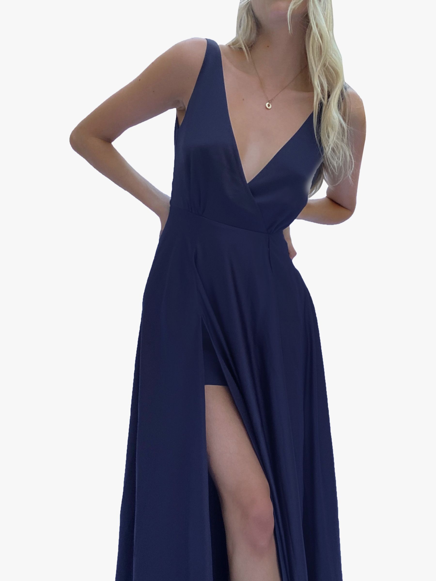 French Connection Graci Drape Maxi Dress, Utility Blue, 8